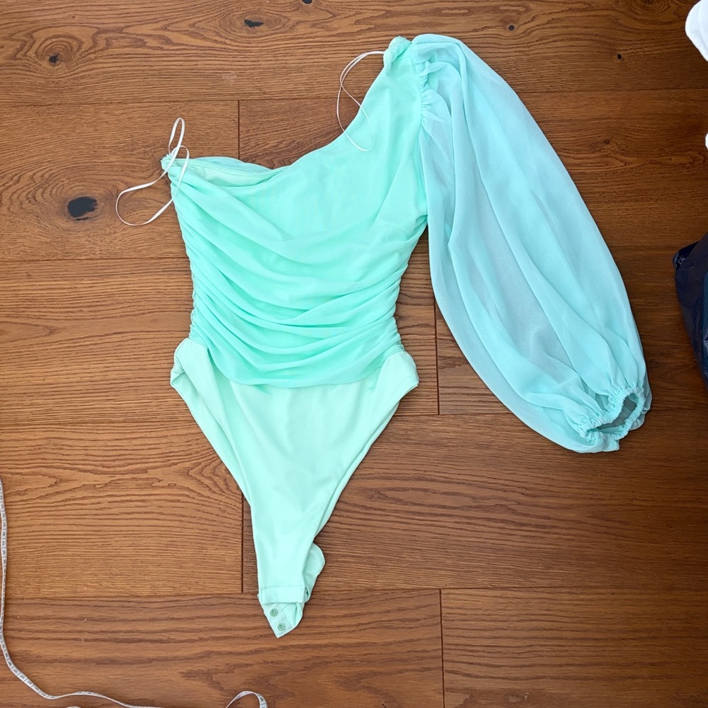 Hello Molly Aqua One-Shoulder Swimsuit